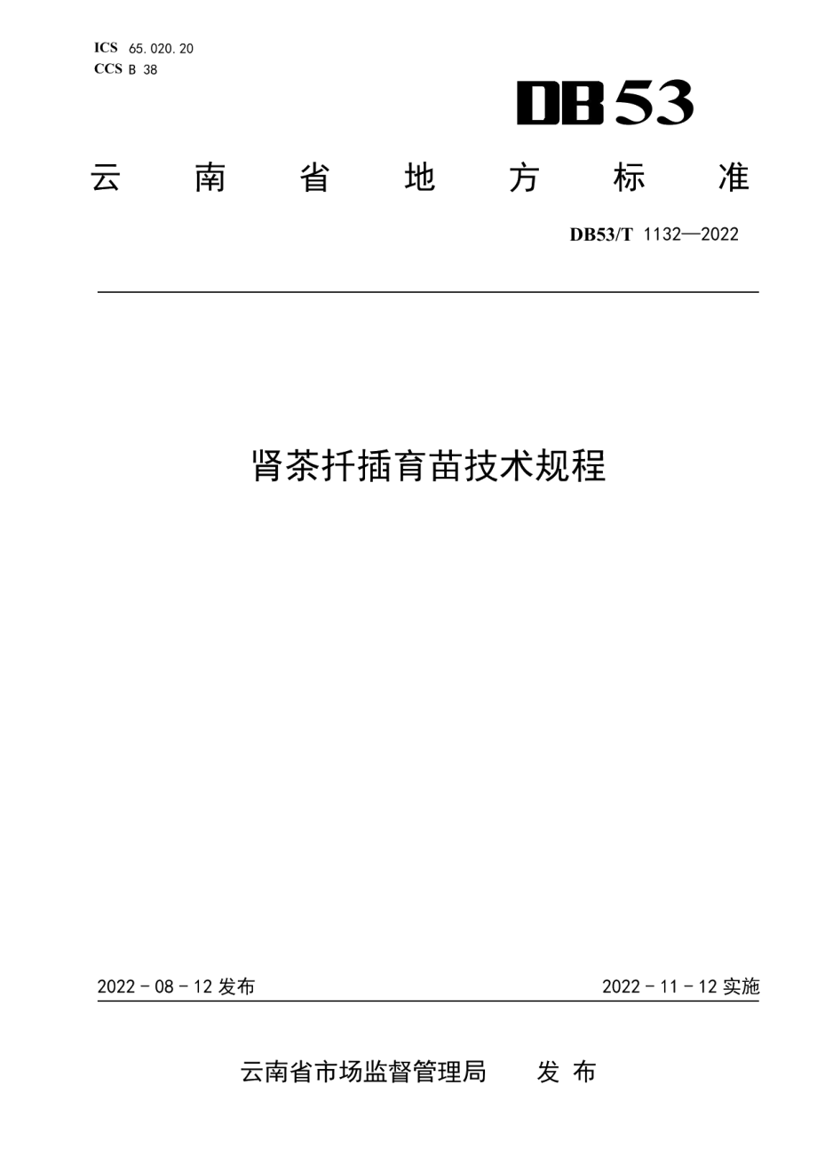 DB53T 1132-2022肾茶扦插育苗技术规程.pdf_第1页