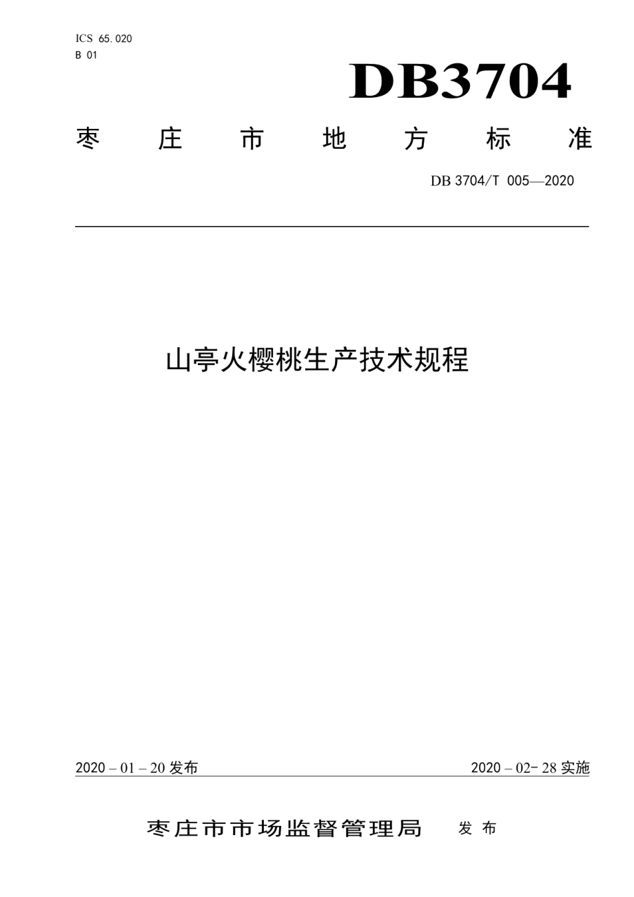 DB3704T 005-2020山亭火樱桃生产技术规程.pdf_第1页