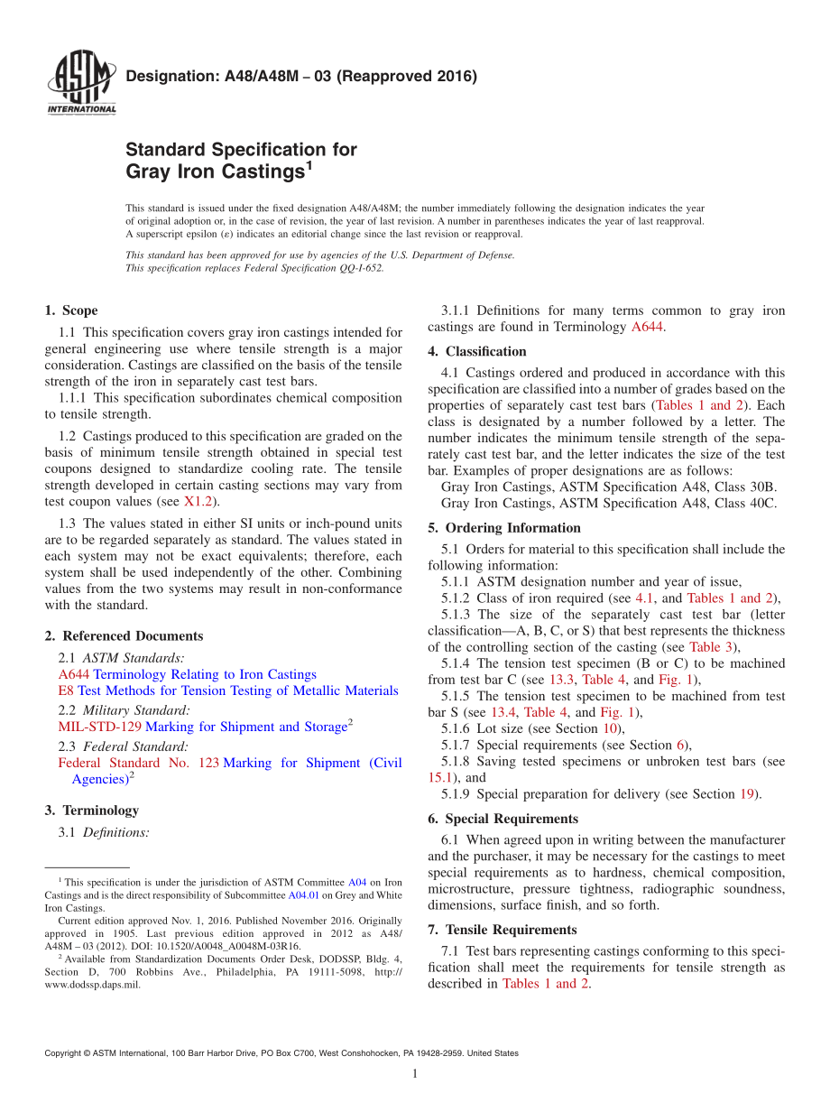 ASTM_A_48_-_A_48M_-_03_2016.pdf_第1页