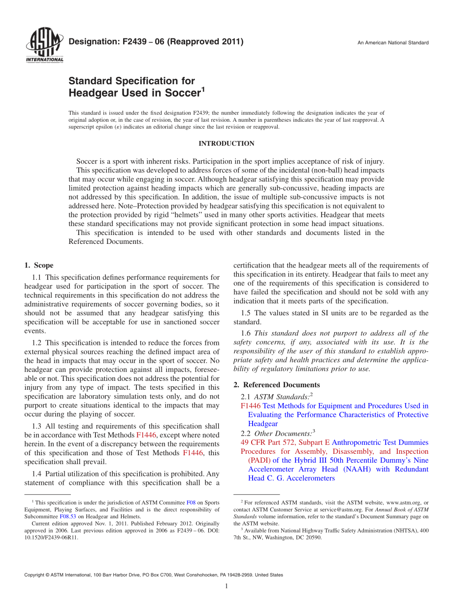 ASTM_F_2439_-_06_2011.pdf_第1页