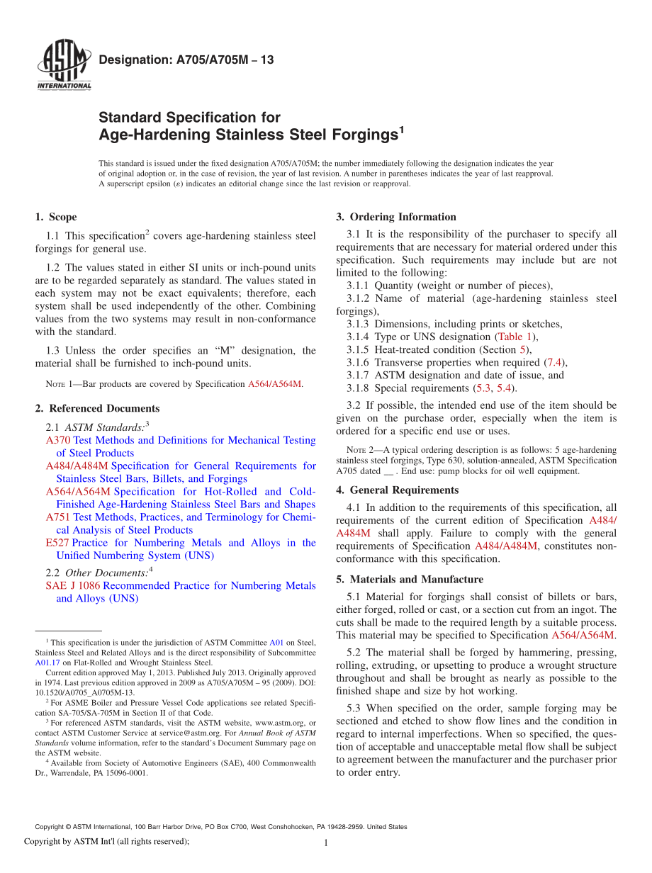 ASTM_A_705_-_A_705M_-_13.pdf_第1页