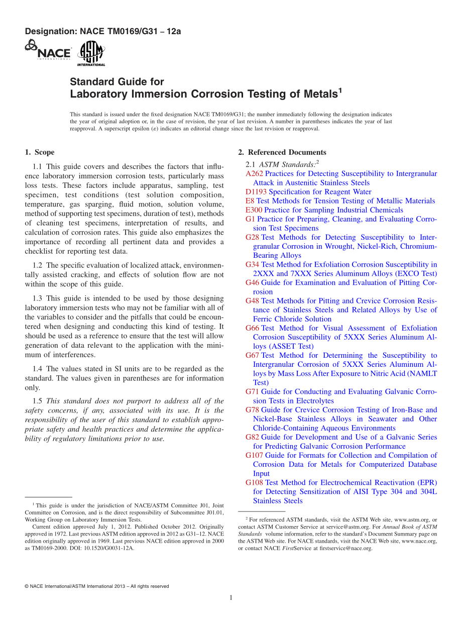 ASASTM_G_31_-_12a_NACE_TM0169_Standard.pdf_第1页