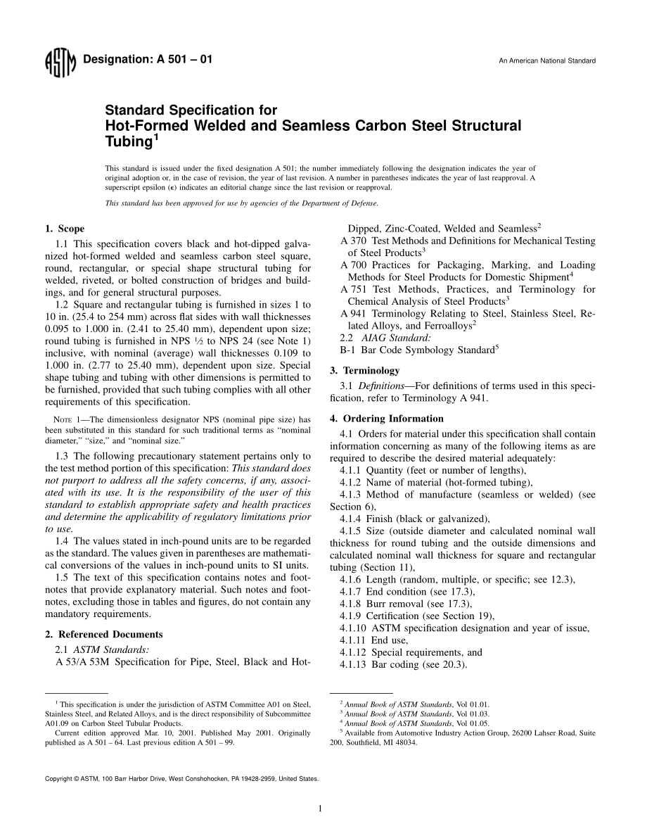 ASTM_A_501-01.PDF_第1页