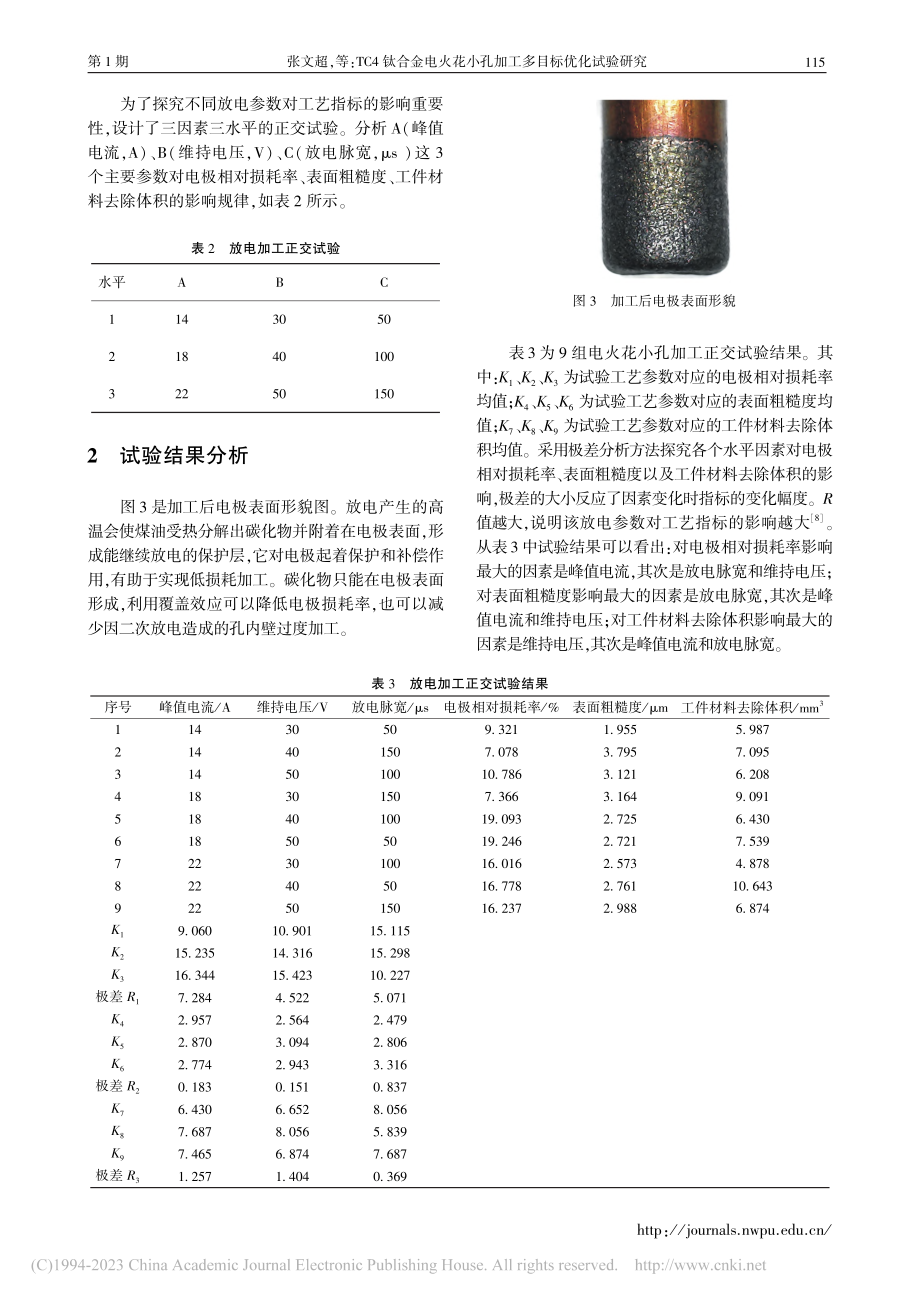 TC4钛合金电火花小孔加工多目标优化试验研究_张文超.pdf_第3页