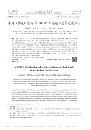 半夏3种花叶病毒的mRT-PCR鉴定及遗传进化分析_李锦超.pdf