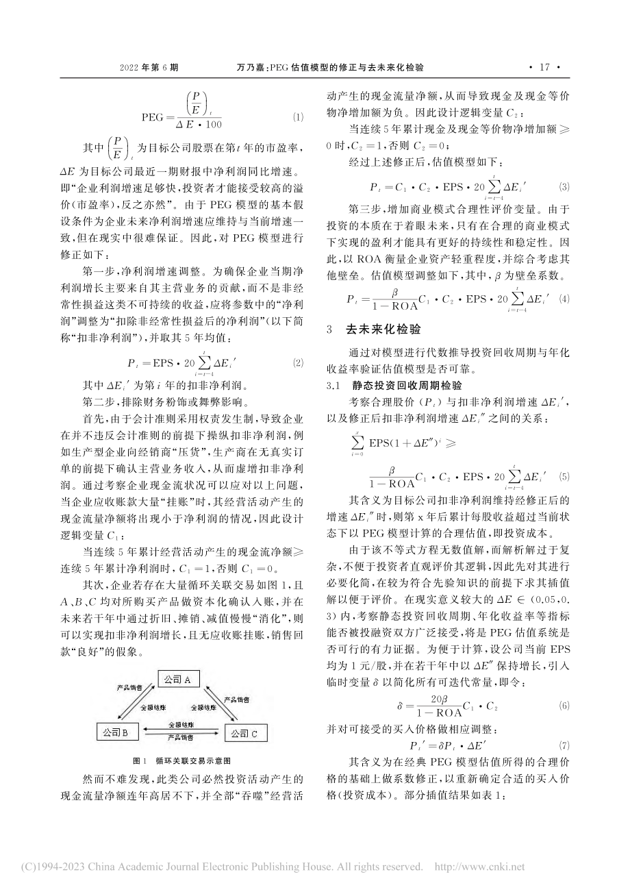 PEG估值模型的修正与去未来化检验_万乃嘉.pdf_第2页