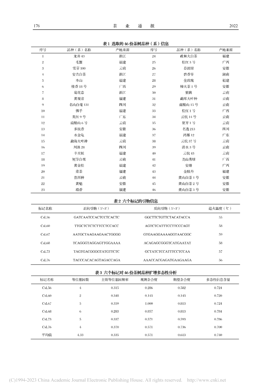 安徽省三个‘黄山白茶’特异...种(系)的分子指纹图谱构建_华冰清.pdf_第3页