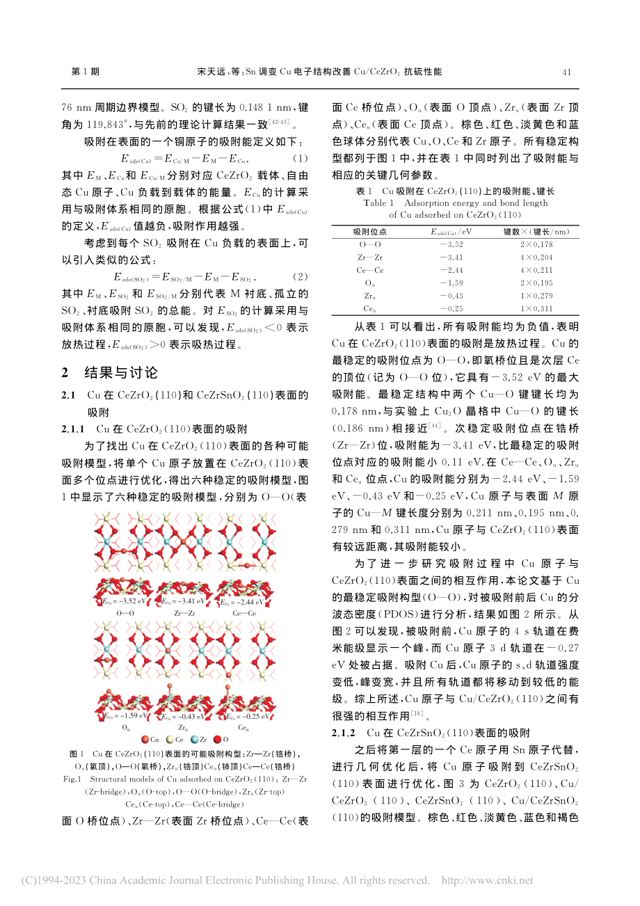 Sn调变Cu电子结构改善Cu_CeZrO_2抗硫性能_宋天远.pdf_第3页