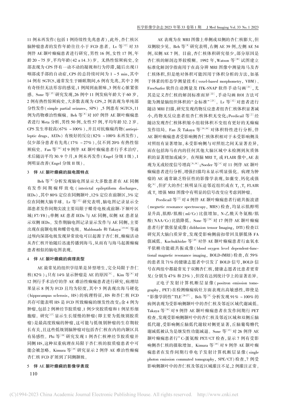 伴杏仁核肥大颞叶癫痫的临床及影像学研究进展_祖璐.pdf_第2页