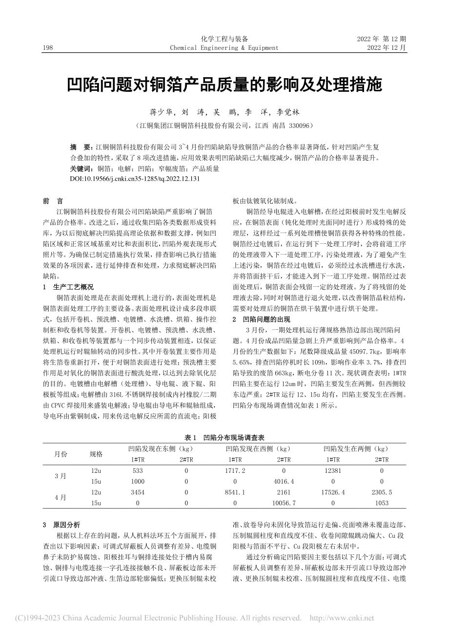 凹陷问题对铜箔产品质量的影响及处理措施_蒋少华.pdf_第1页