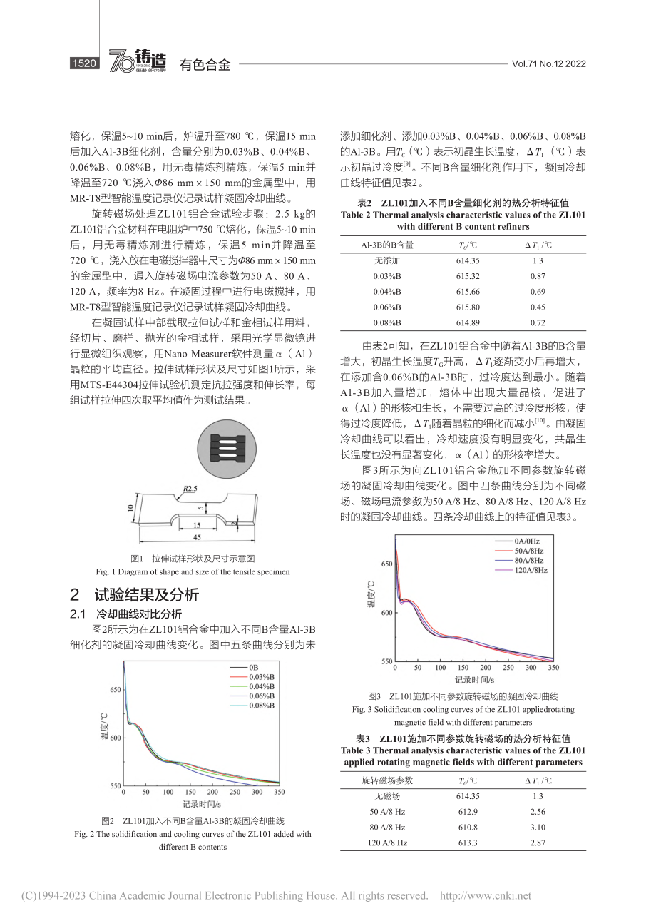 ZL101铝合金熔体旋转磁...-3B细化处理效果比较研究_王晓彤.pdf_第2页