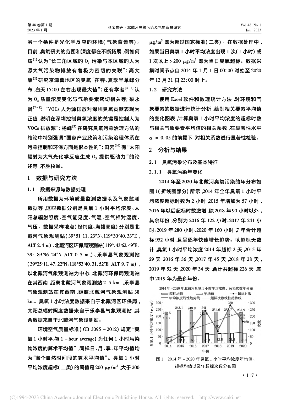 北戴河臭氧污染及气象背景研究_张宝贵.pdf_第2页