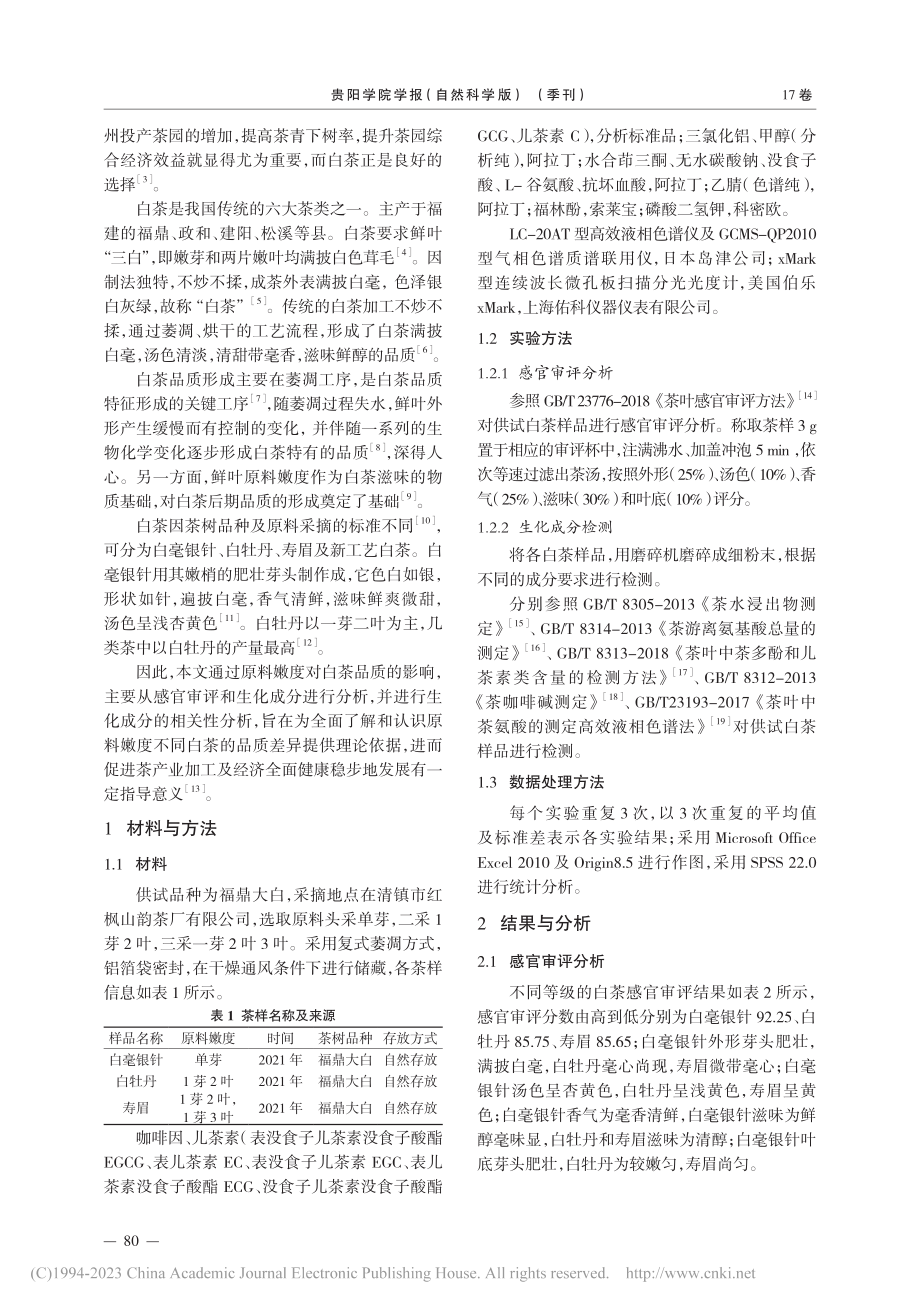 不同等级白茶的生化成分及品质分析_许应芬.pdf_第2页