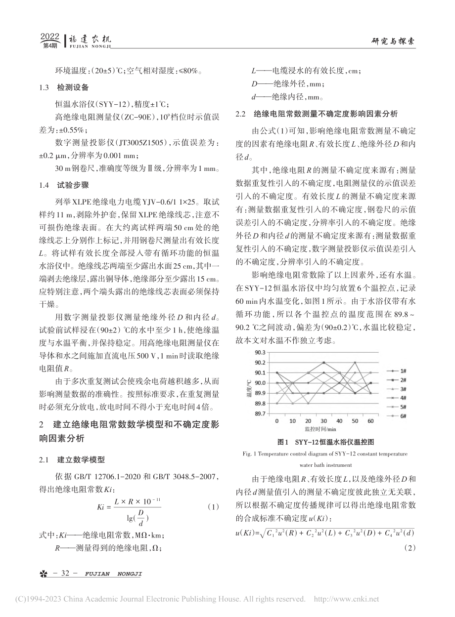 XLPE绝缘电力电缆绝缘电...数测量不确定度的评定与分析_黄斯平.pdf_第2页