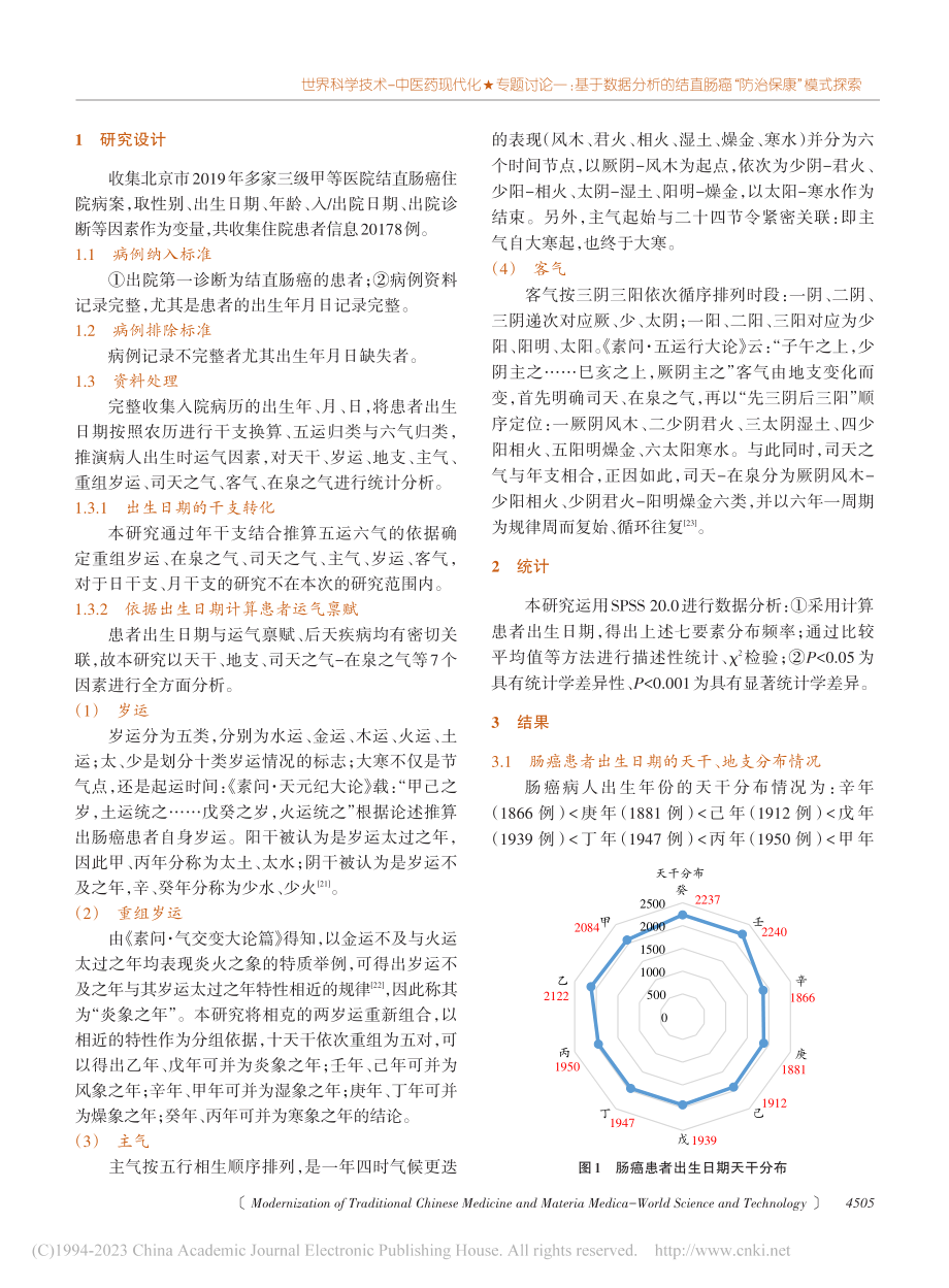 北京地区2万余例结直肠癌患者出生日期的五运六气分析_刘剑.pdf_第2页