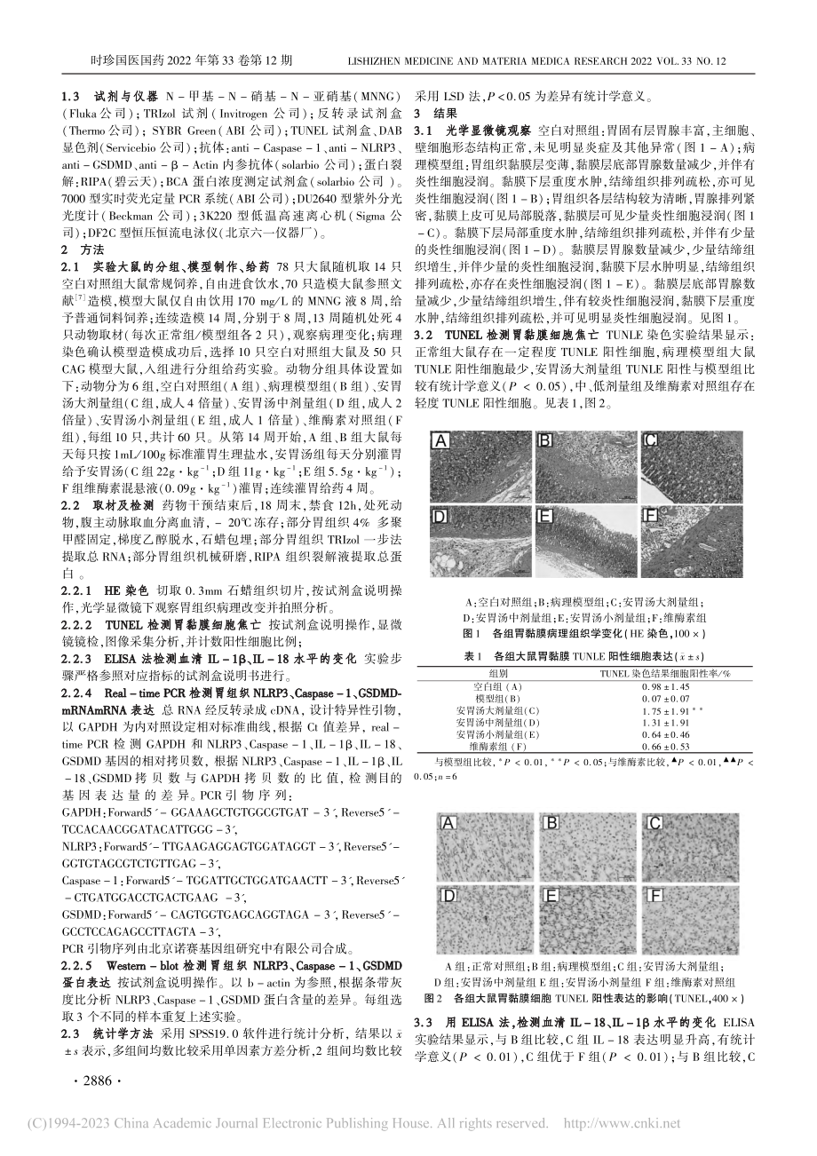 安胃汤对CAG大鼠NLRP...1β信号轴细胞焦亡调控研究_周志鹏.pdf_第2页