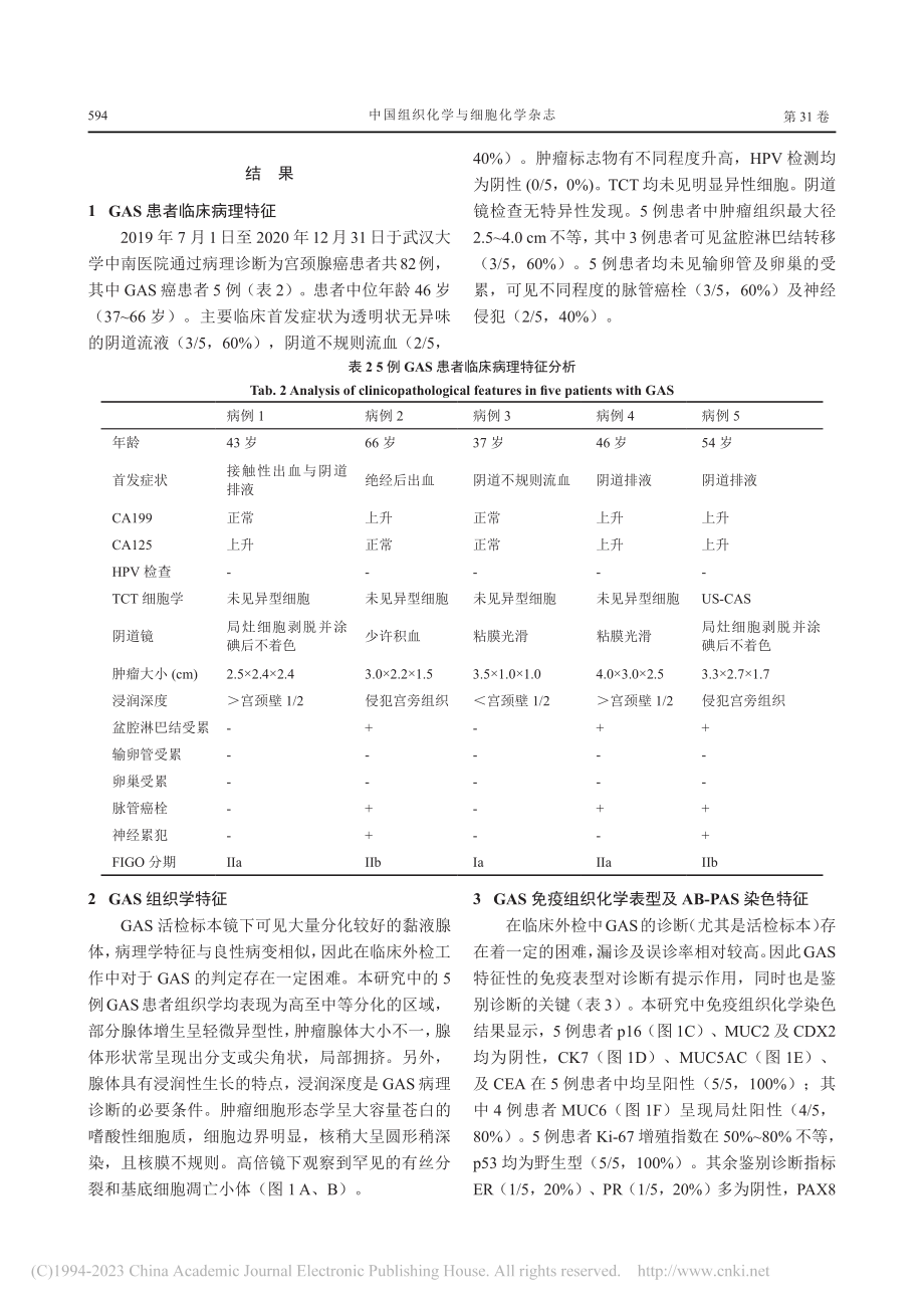 MUC5AC在胃型宫颈腺癌...织中的表达及其临床病理特征_褚小莹.pdf_第3页