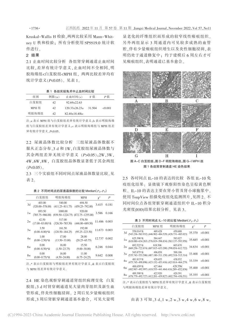 白芨胶、明胶海绵、MPH在...刺通道中止血作用的对比研究_赵长永.pdf_第2页