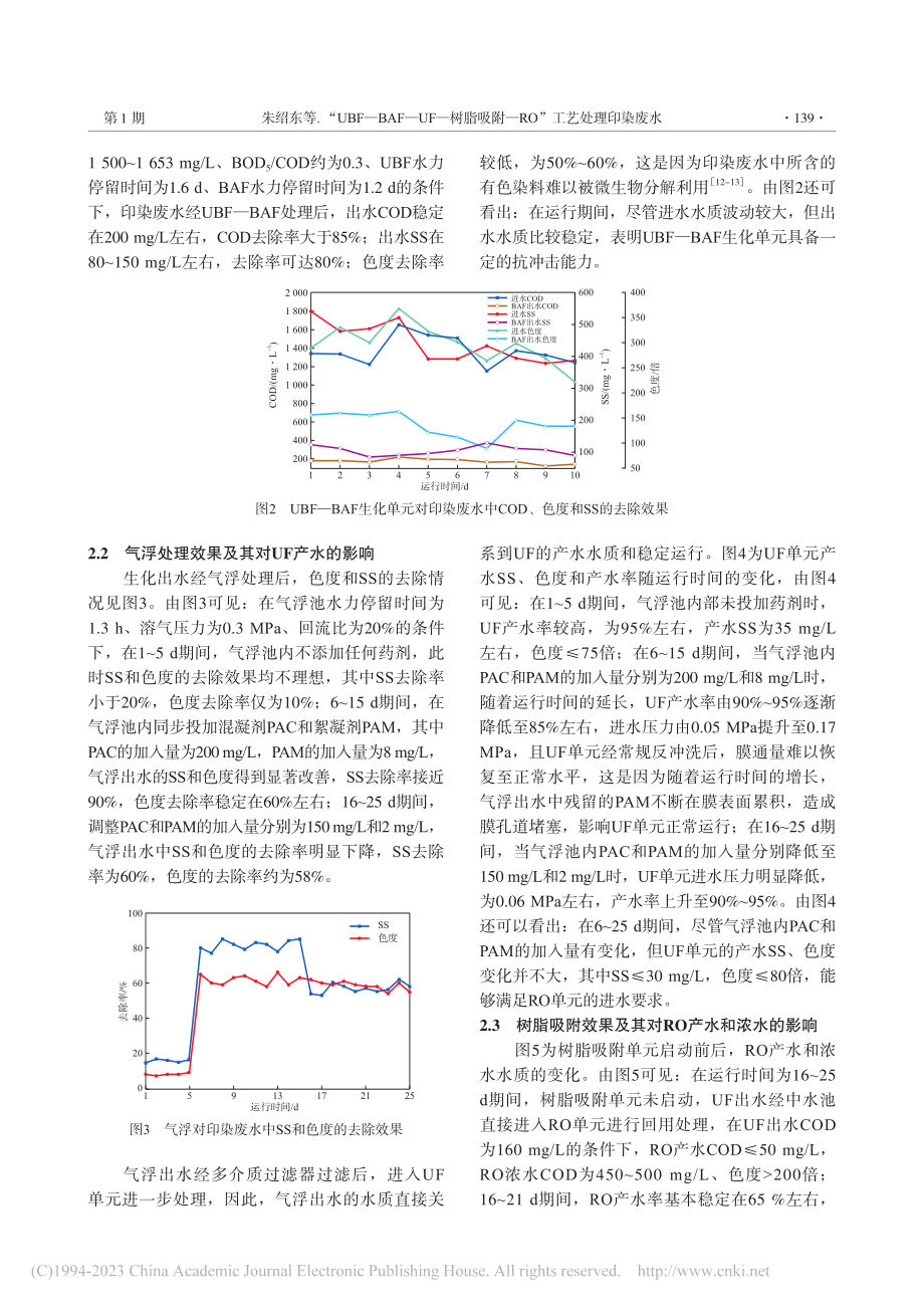 “UBF-BAF-气浮-U...附-RO”工艺处理印染废水_朱绍东.pdf_第3页