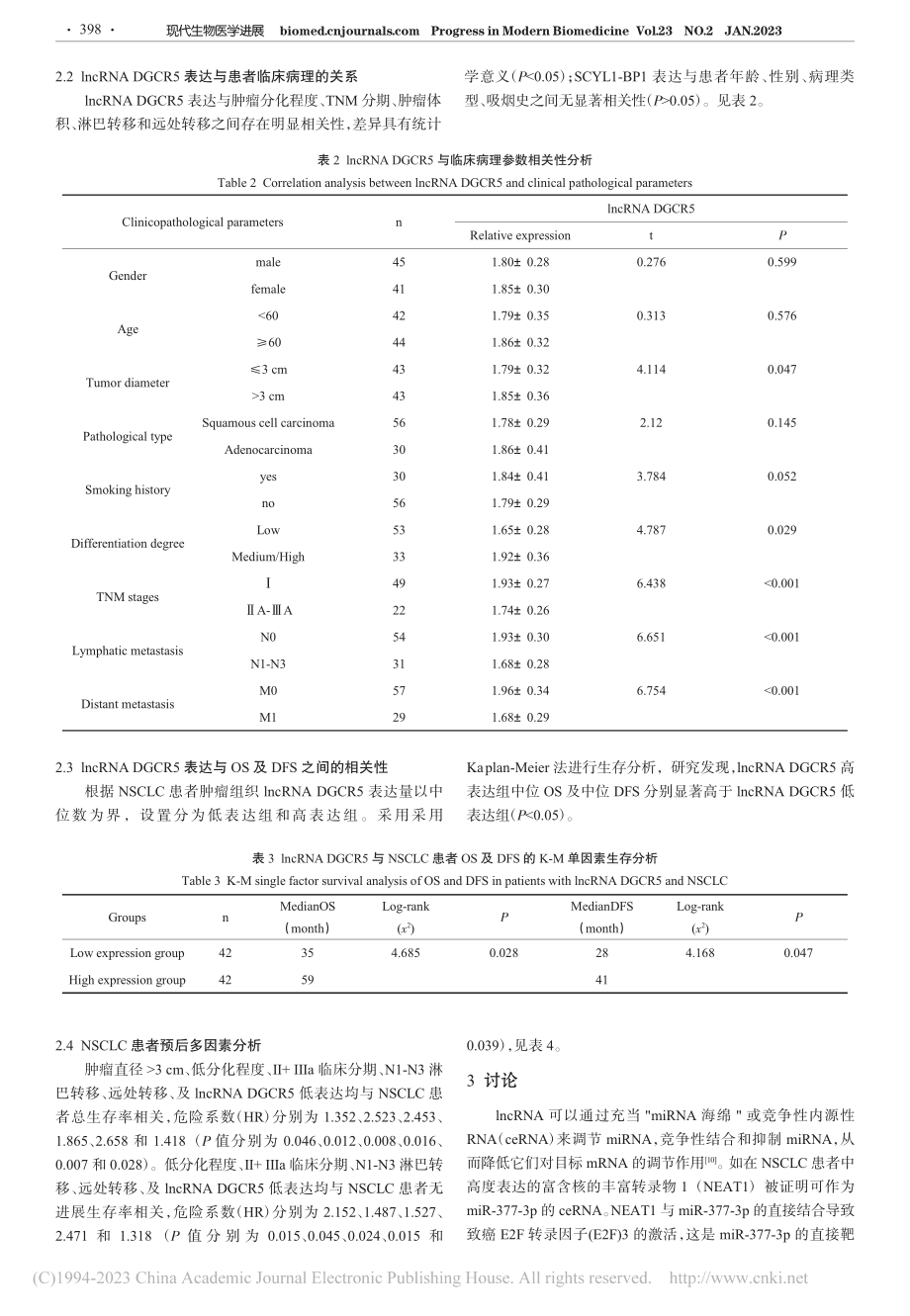 lncRNA_DGCR5在...与临床病理特征的相关性分析_白云波.pdf_第3页