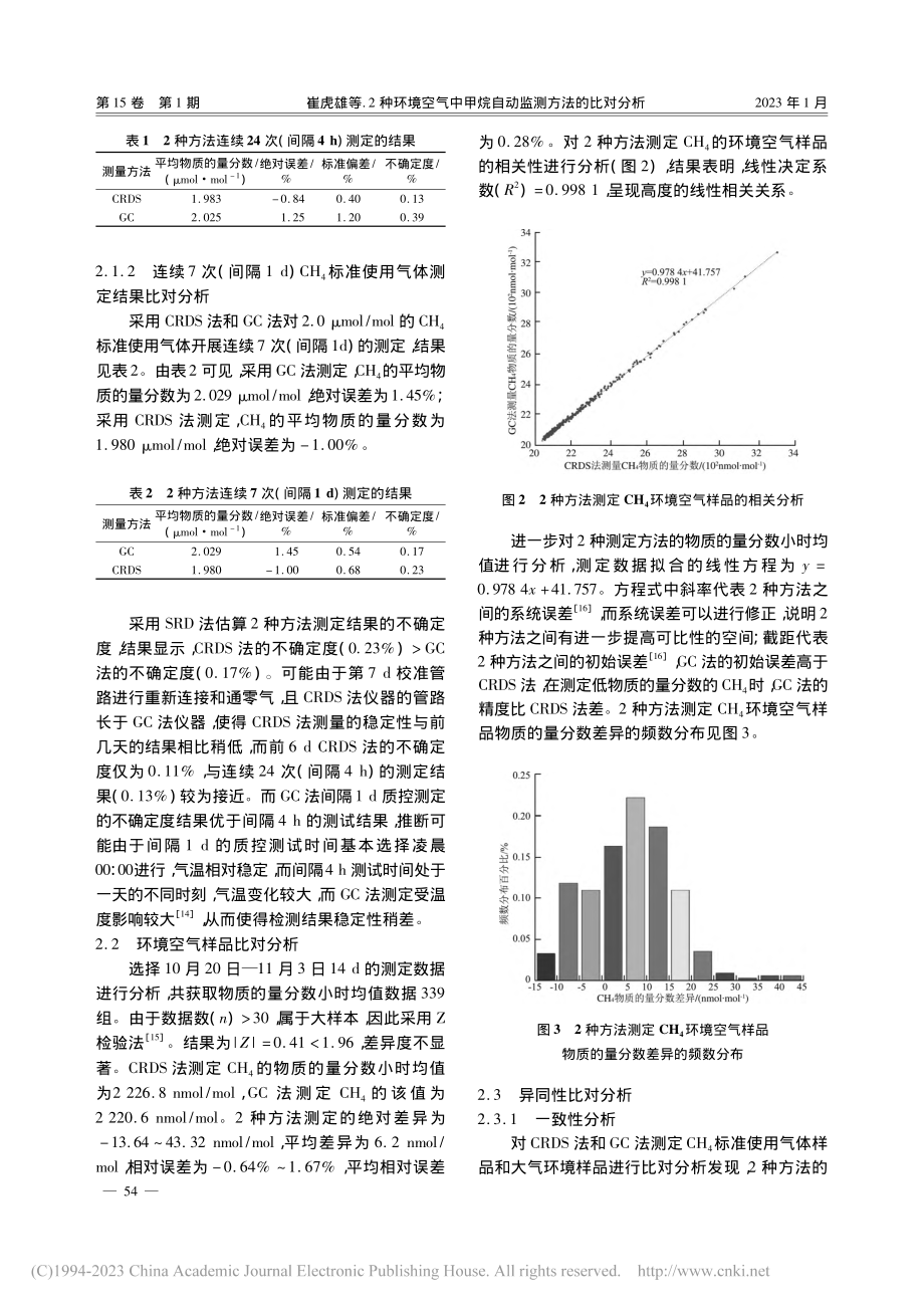 2种环境空气中甲烷自动监测方法的比对分析_崔虎雄.pdf_第3页