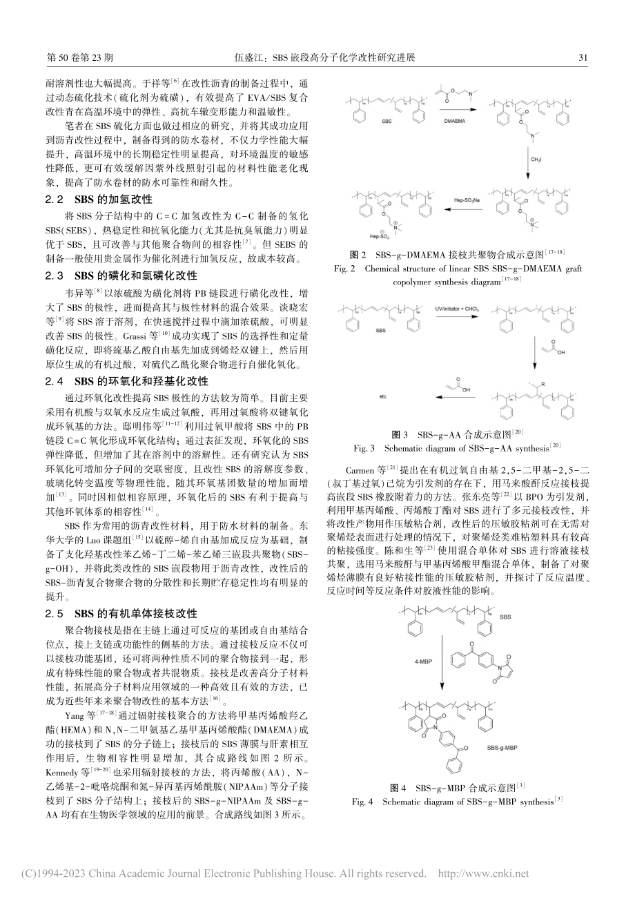 SBS嵌段高分子化学改性研究进展_伍盛江.pdf_第2页