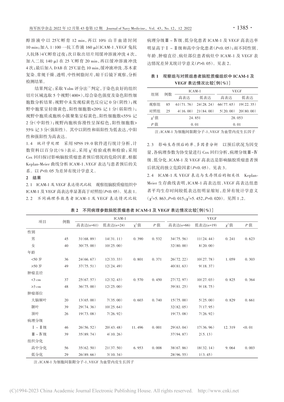 ICAM-1及VEGF在脑...的表达及其与临床预后的关系_陆冠平.pdf_第2页