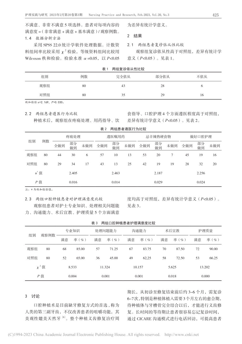 CICARE沟通模式在口腔...植患者术后电话回访中的应用_高敏.pdf_第3页