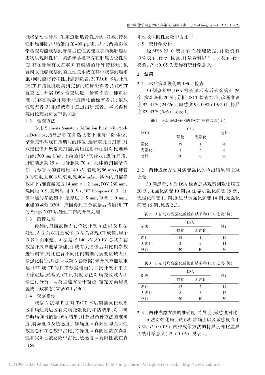 DSCT双能量扫描成像对肝...术后碘油沉积缺损区监测分析_周虹.pdf_第2页