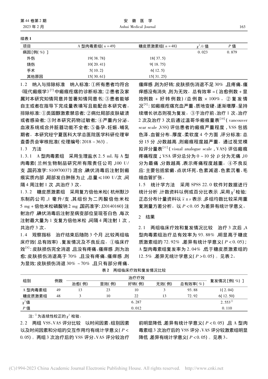 A型肉毒素治疗瘢痕疙瘩的疗效_黄立军.pdf_第2页