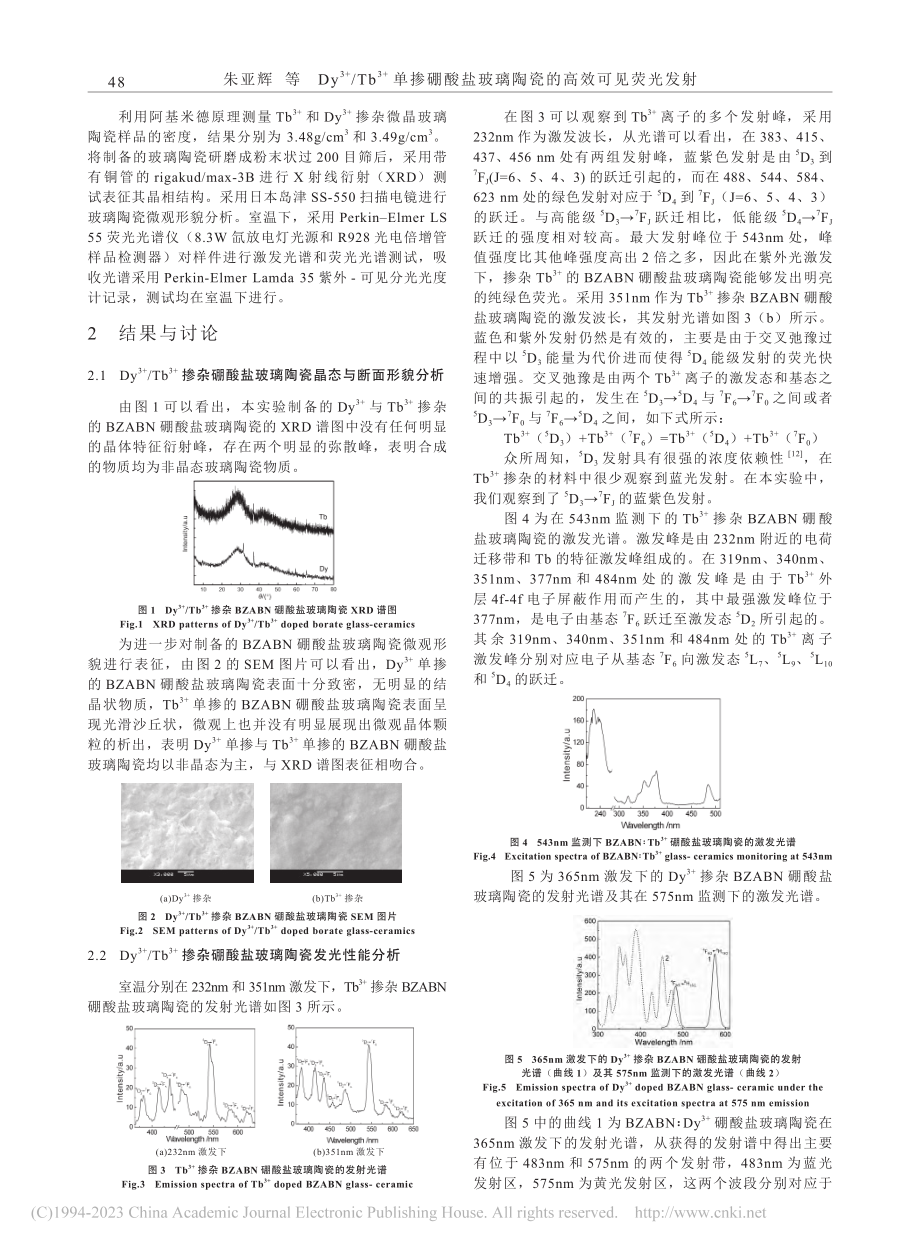 Dy-(3+)_Tb-(3...玻璃陶瓷的高效可见荧光发射_朱亚辉.pdf_第2页