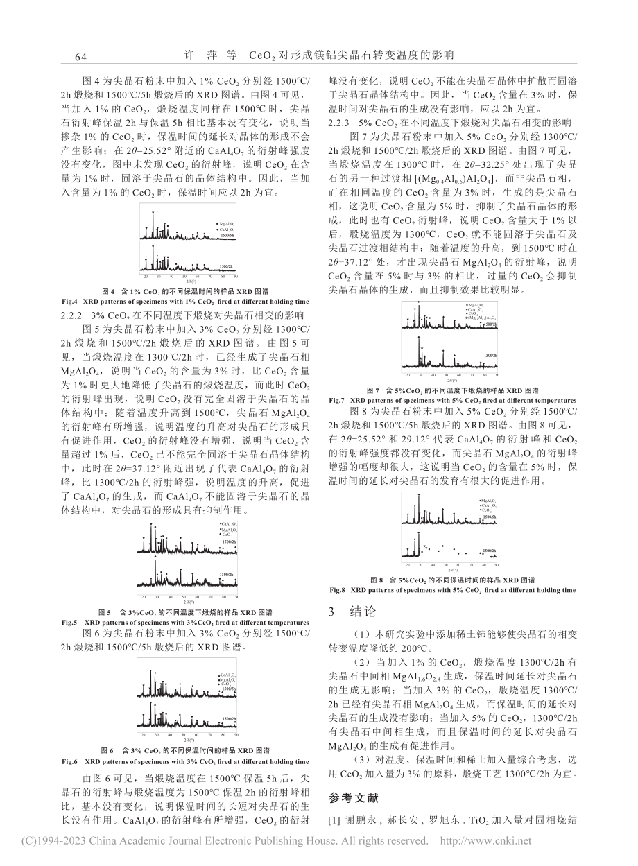 CeO_2对形成镁铝尖晶石转变温度的影响_许萍.pdf_第3页