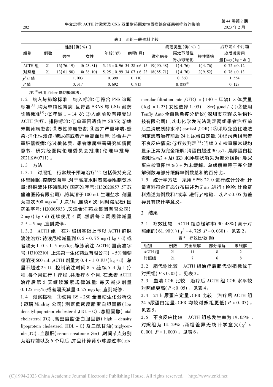 ACTH对激素及CNIs双...性肾病综合征患者疗效的影响_牛文忠.pdf_第2页