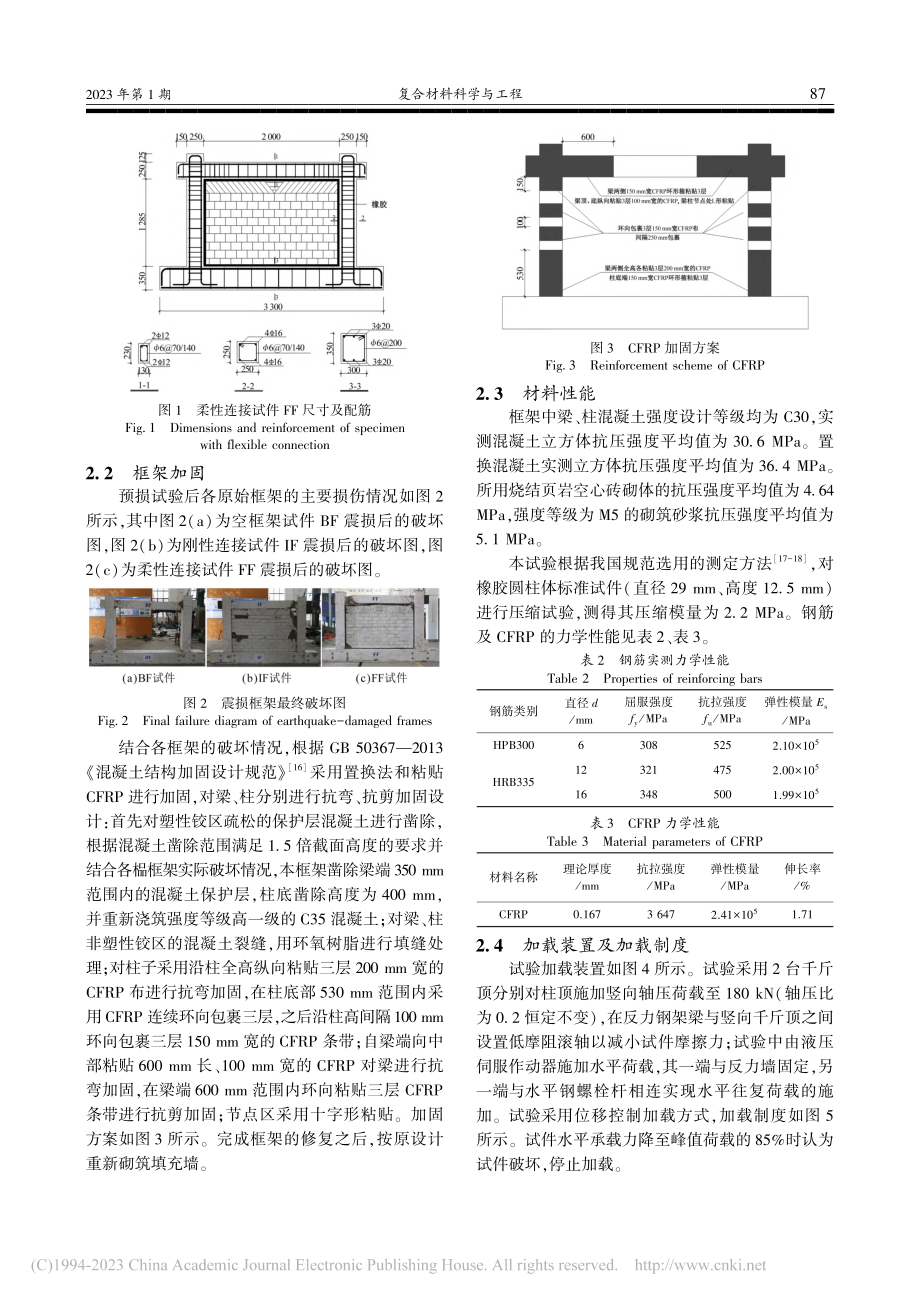 CFRP加固震损填充墙RC框架结构抗震性能试验研究_张永兵.pdf_第3页