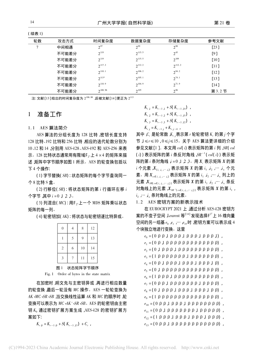 AES不可能差分攻击的进一步改进_闫雪萍.pdf_第3页