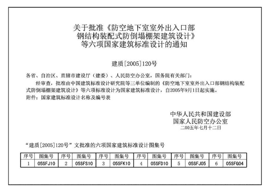 05SFJ05、05SFG04：防空地下室室外出入口部钢结构装配式防倒塌棚架 建筑、结构(设计、加工)合订本.pdf_第2页