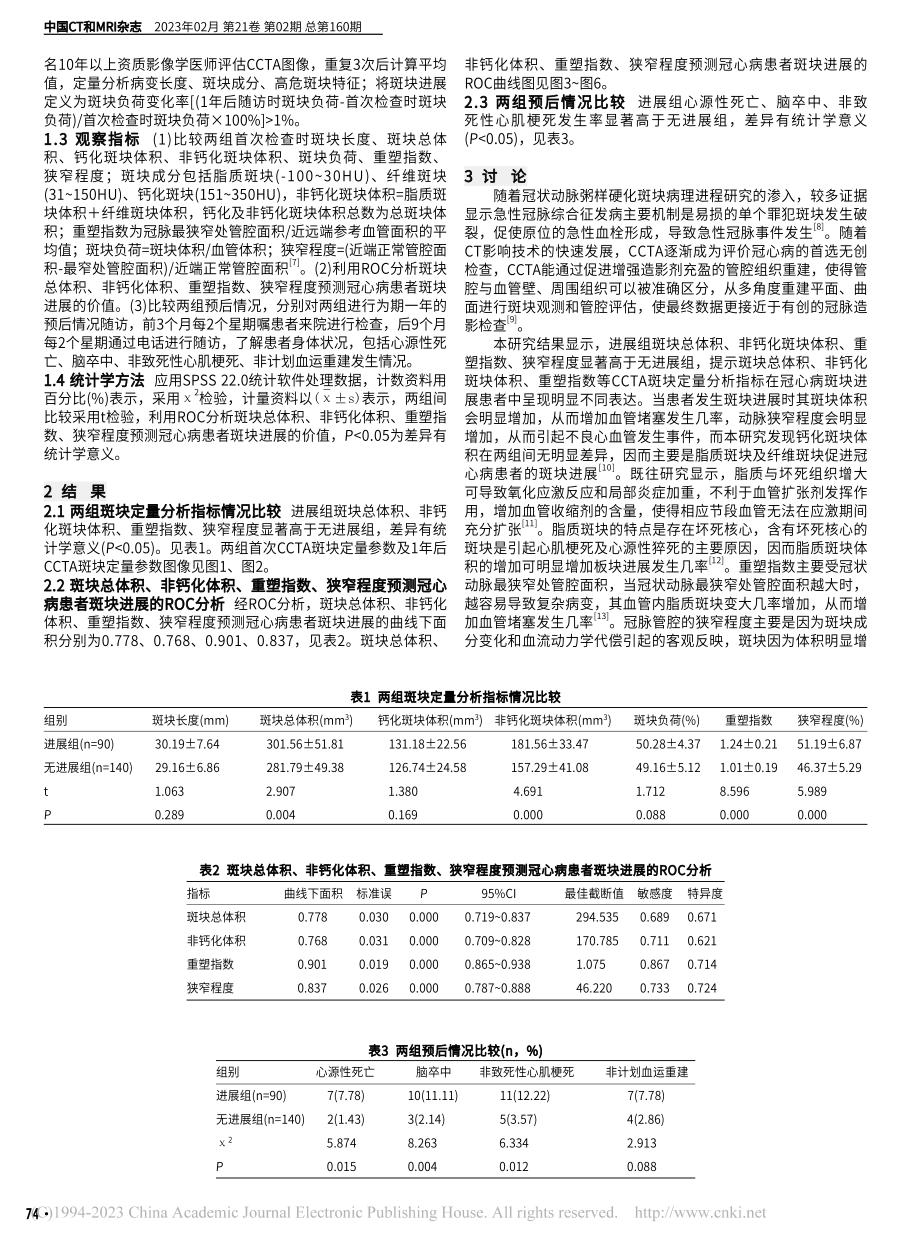 CCTA技术下斑块定量分析...测冠心病患者斑块进展的价值_史东星.pdf_第2页