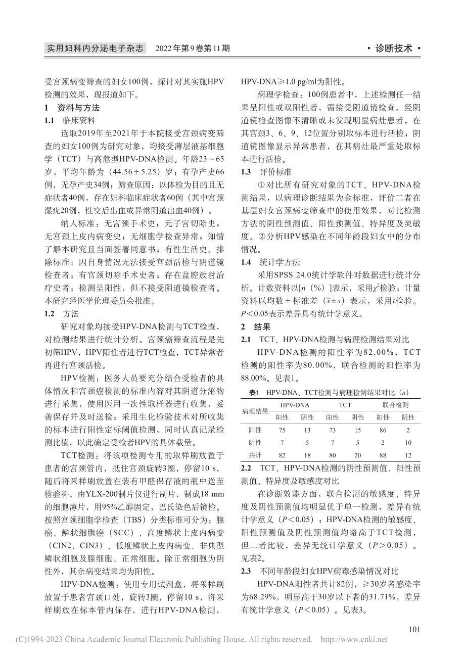 HPV感染检测在基层妇女宫颈病变筛查中的应用分析_秦秀朵.pdf_第2页