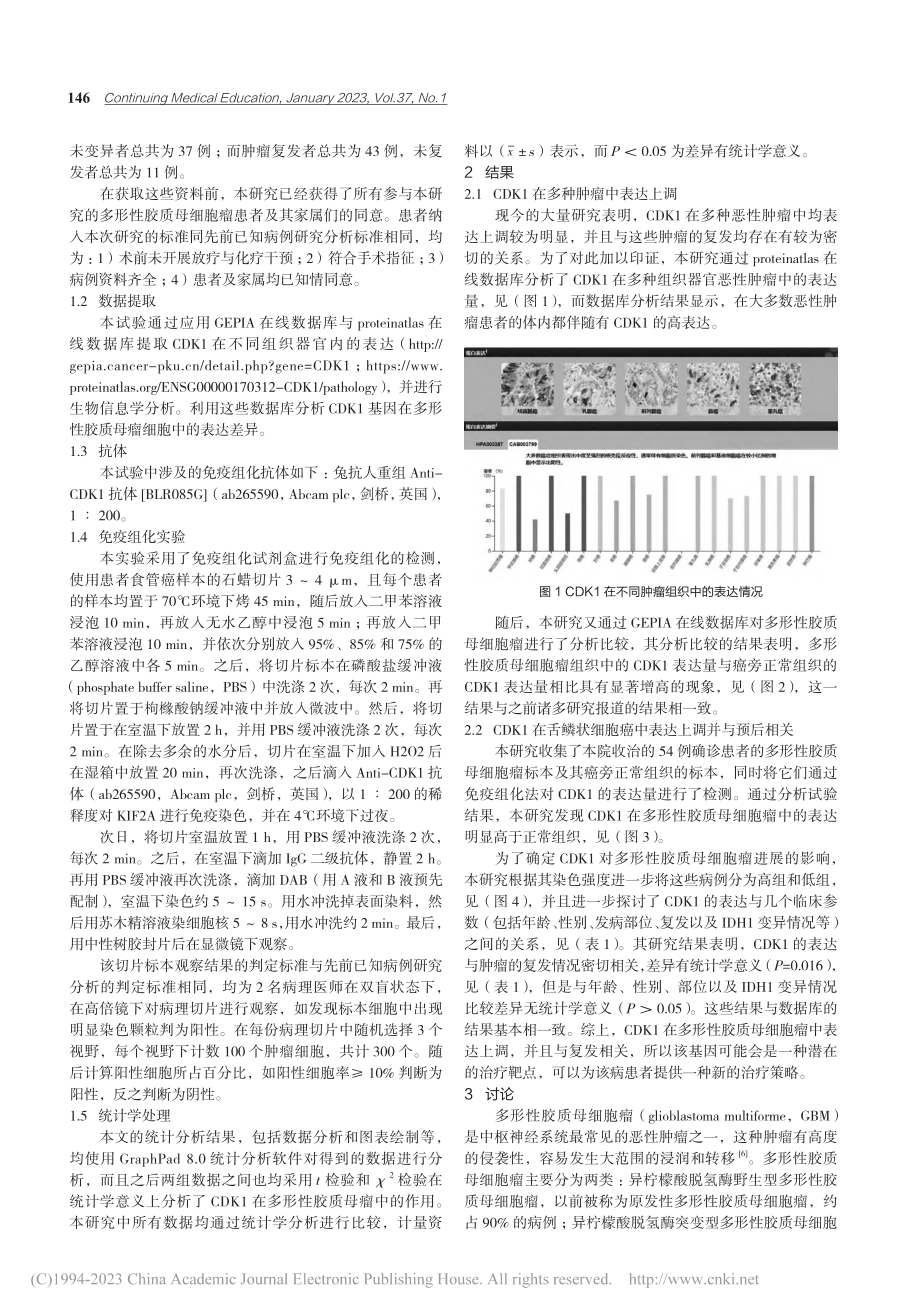 CDK1在多形性胶质母细胞瘤中的表达及其相关性研究_刘俊鹏.pdf_第2页