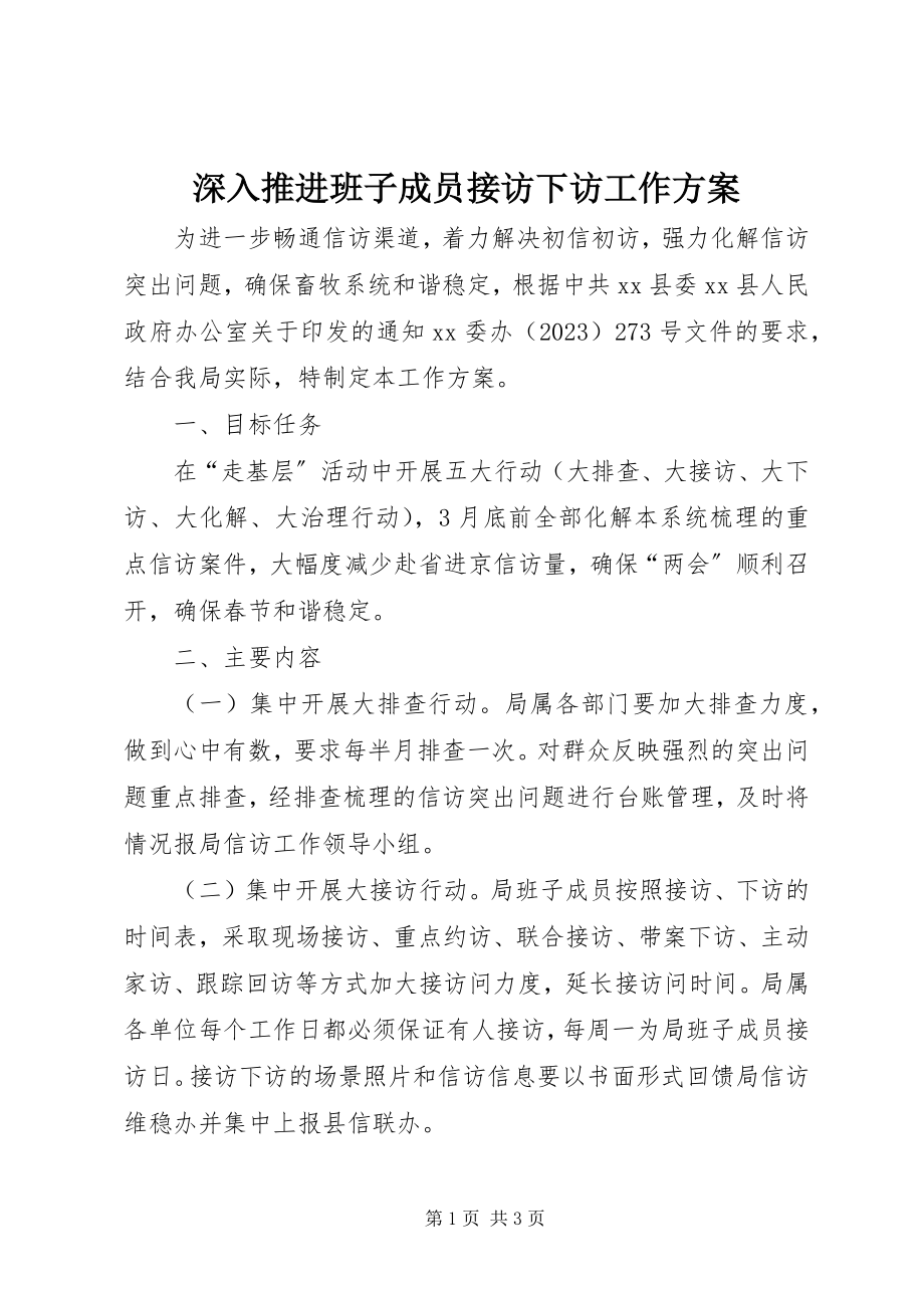 2023年深入推进班子成员接访下访工作方案.docx_第1页