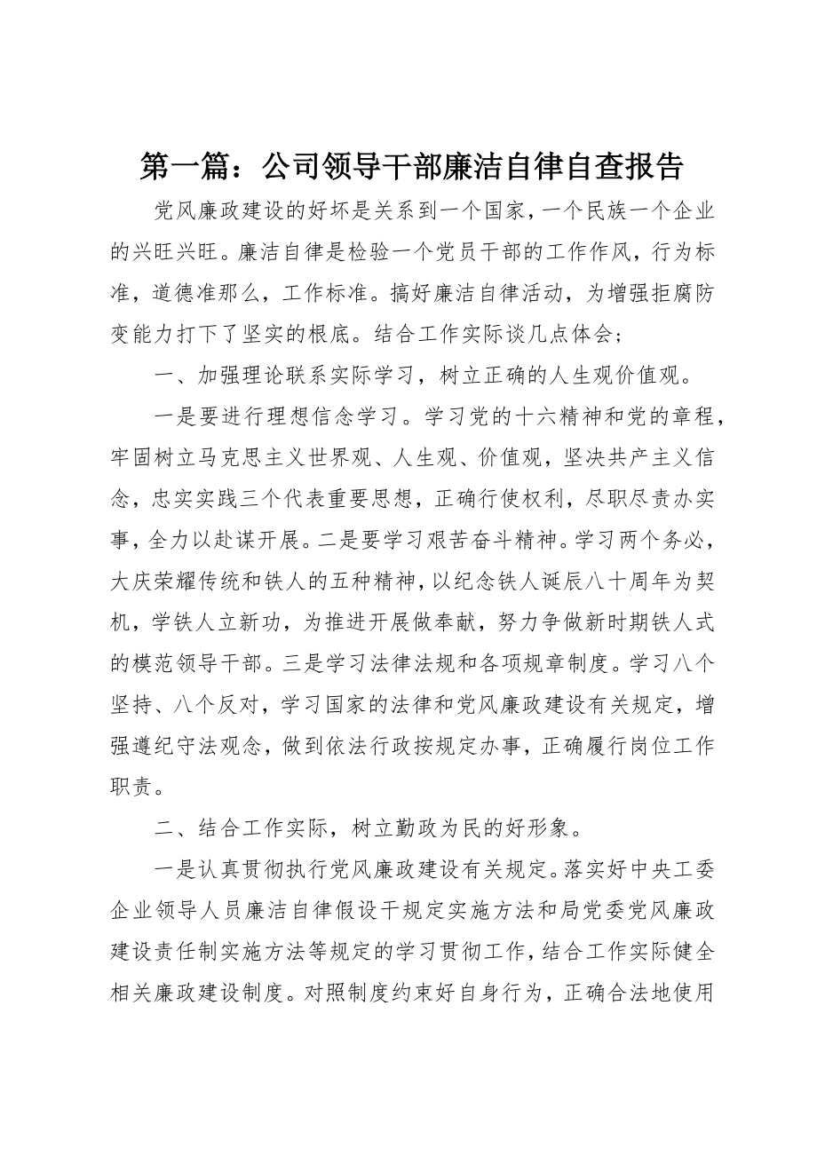 2023年xx公司领导干部廉洁自律自查报告新编.docx_第1页