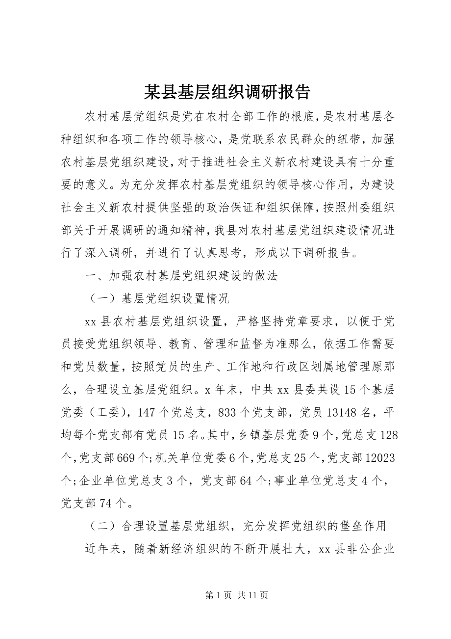 2023年xx县基层组织调研报告.docx_第1页