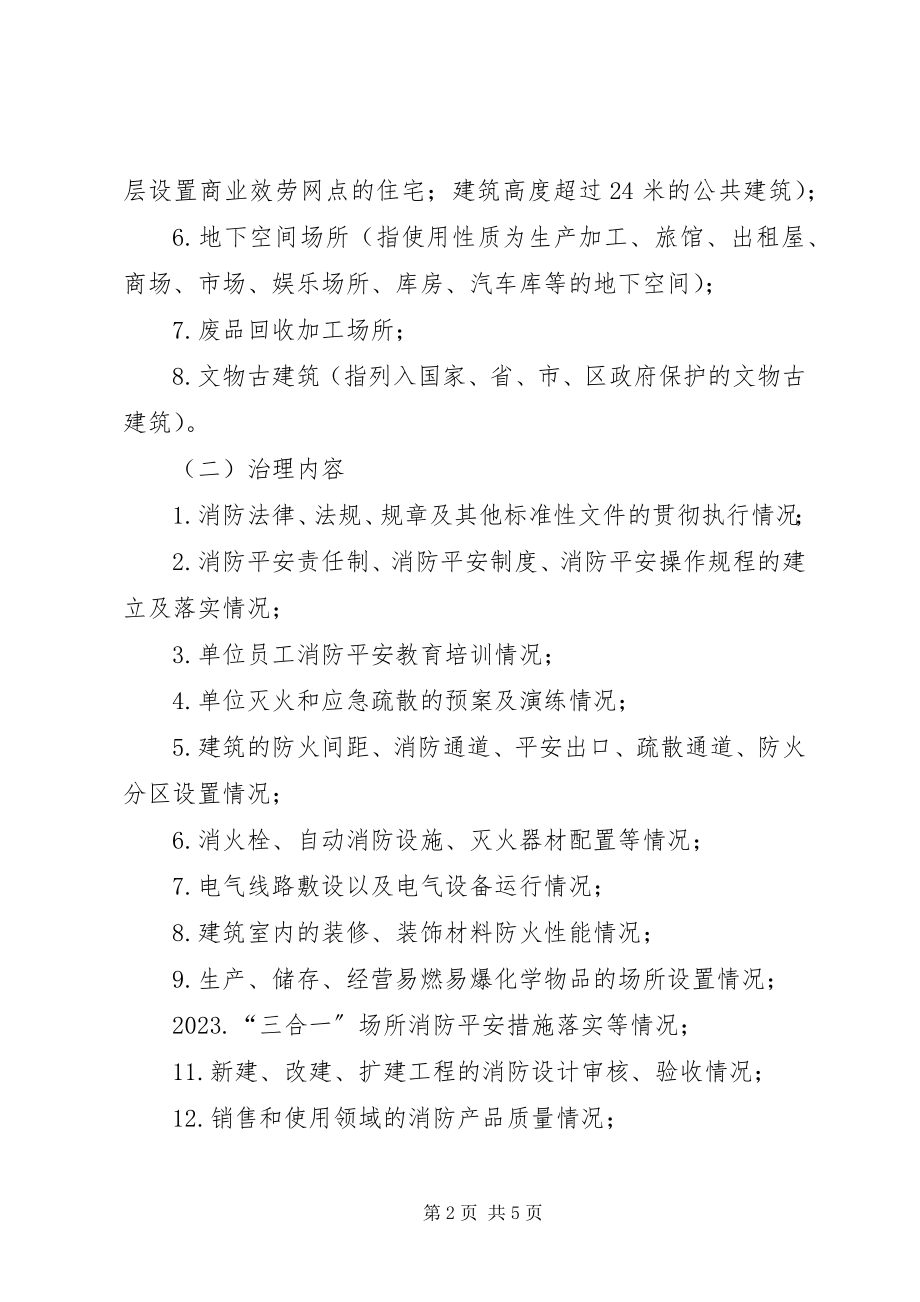 2023年消防安全隐患排查治理工作方案.docx_第2页