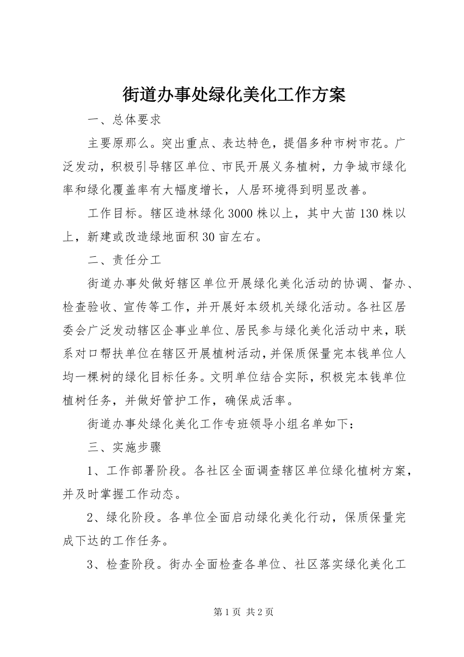 2023年街道办事处绿化美化工作方案.docx_第1页