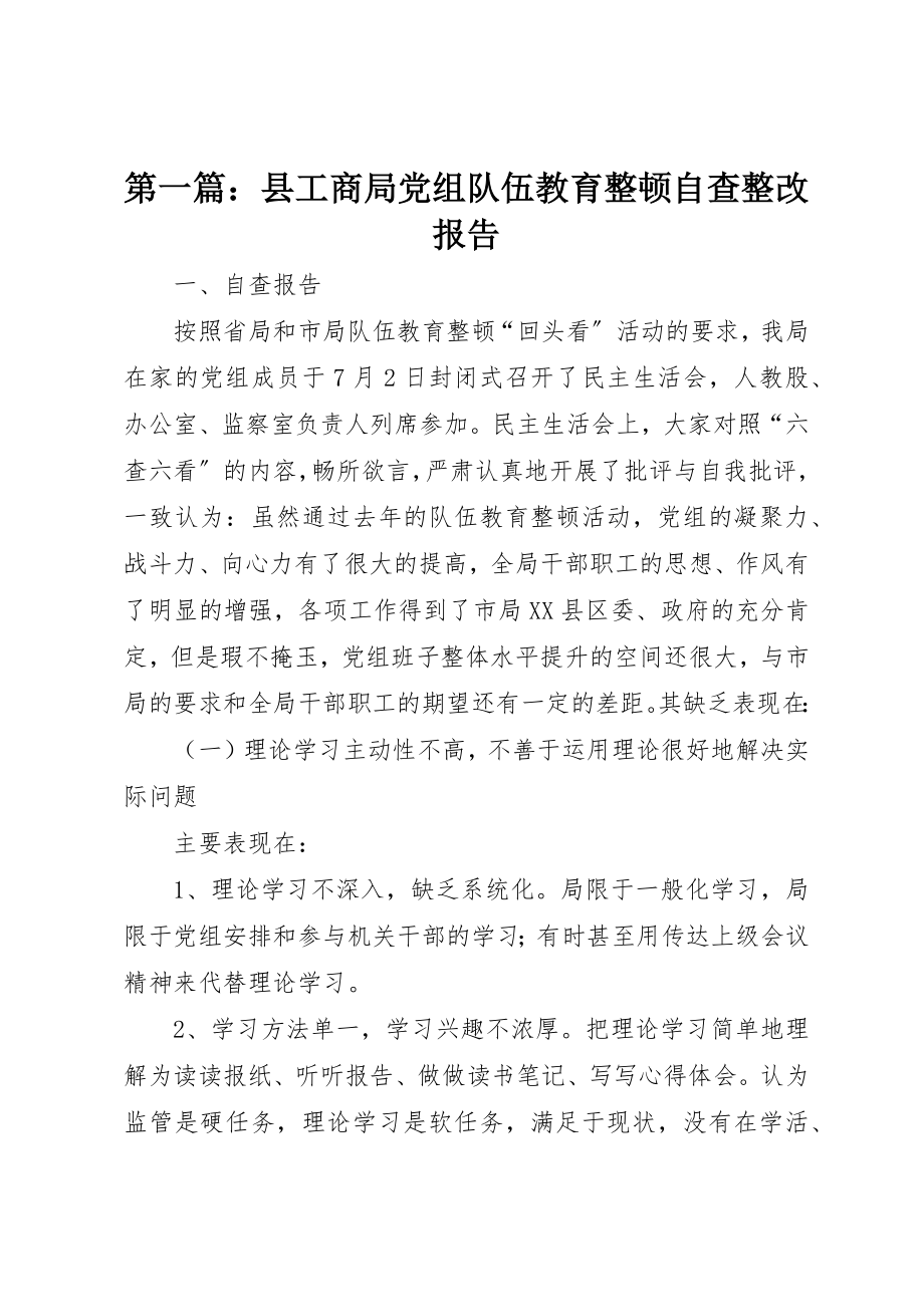 2023年xx县工商局党组队伍教育整顿自查整改报告新编.docx_第1页