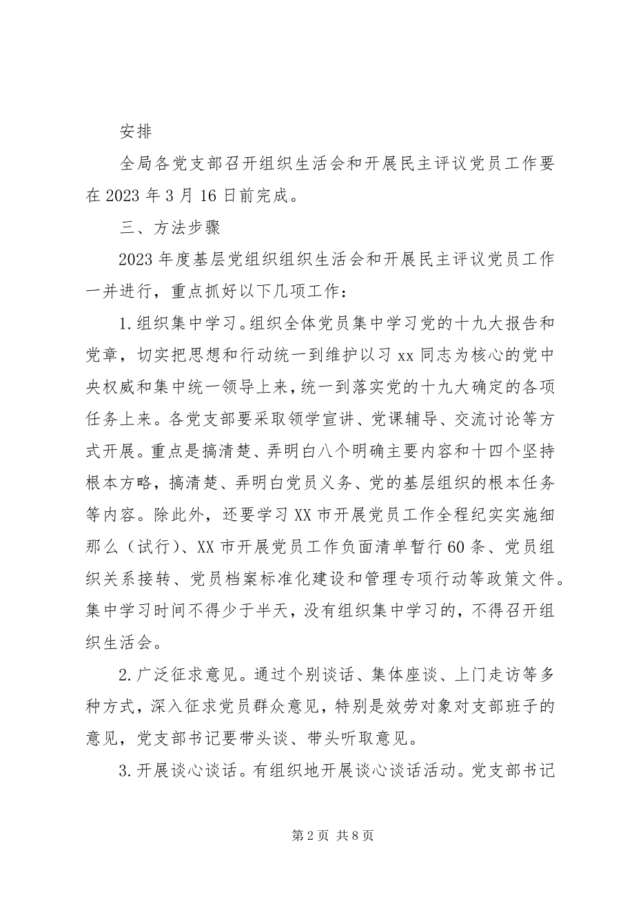 2023年水务局度组织会生活和开展民主评议党员工作方案.docx_第2页