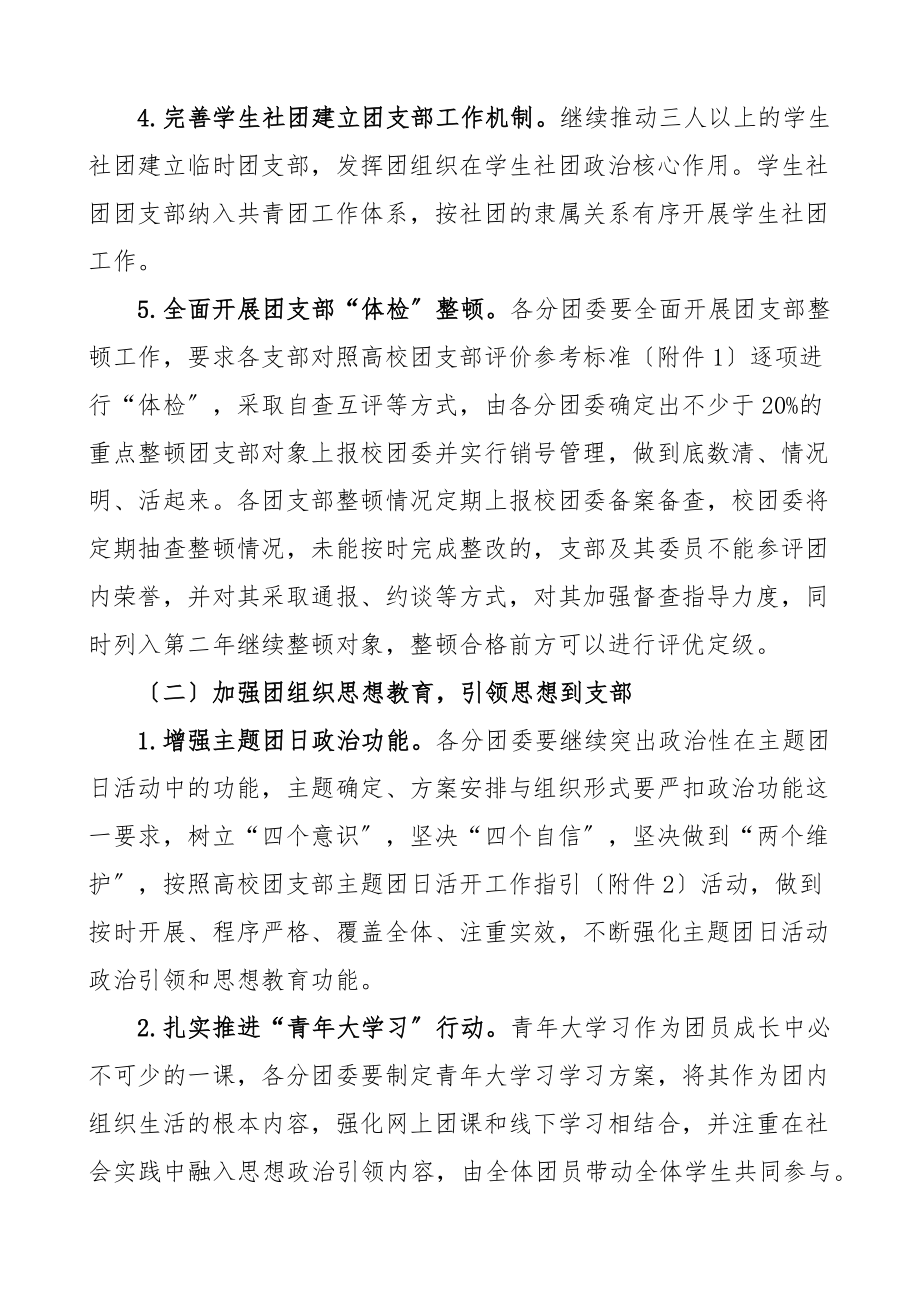 学院共青团工作到支部团支部建设提质行动工作方案含主题团日活动工作指引高校团支部团支部评价标准大学新编范文.docx_第3页