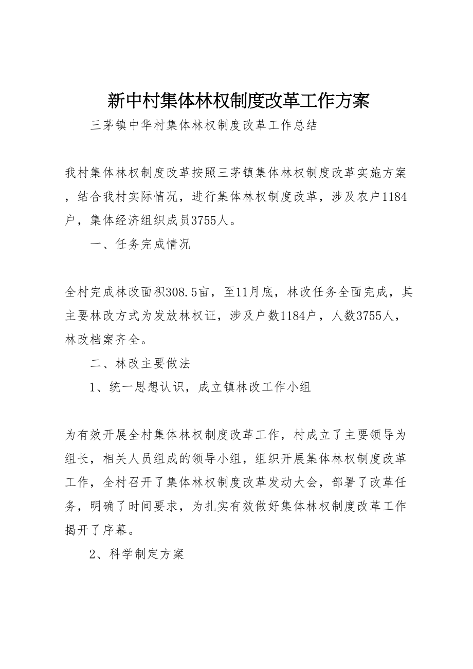 2023年新中村集体林权制度改革工作方案 .doc_第1页