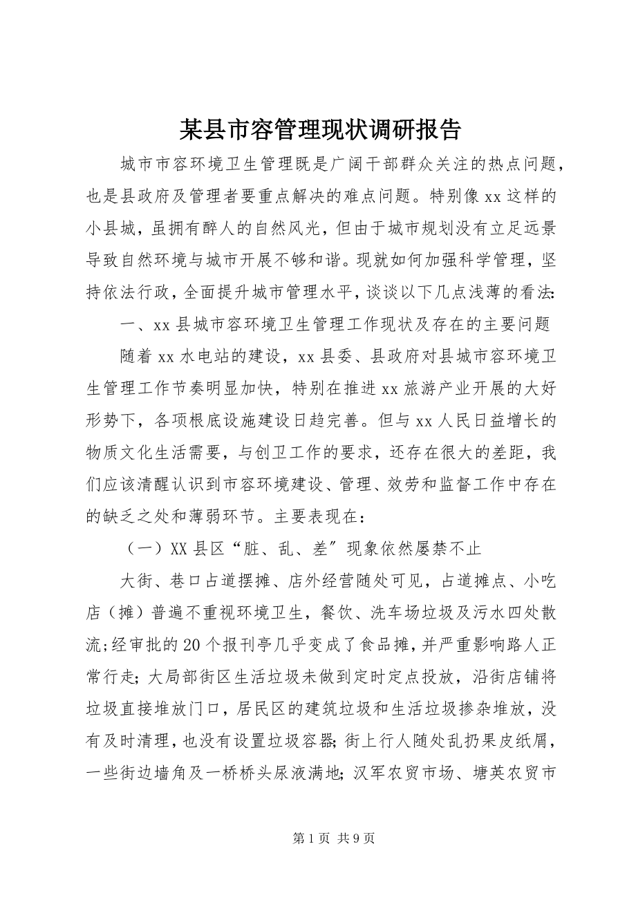 2023年xx县市容管理现状调研报告.docx_第1页