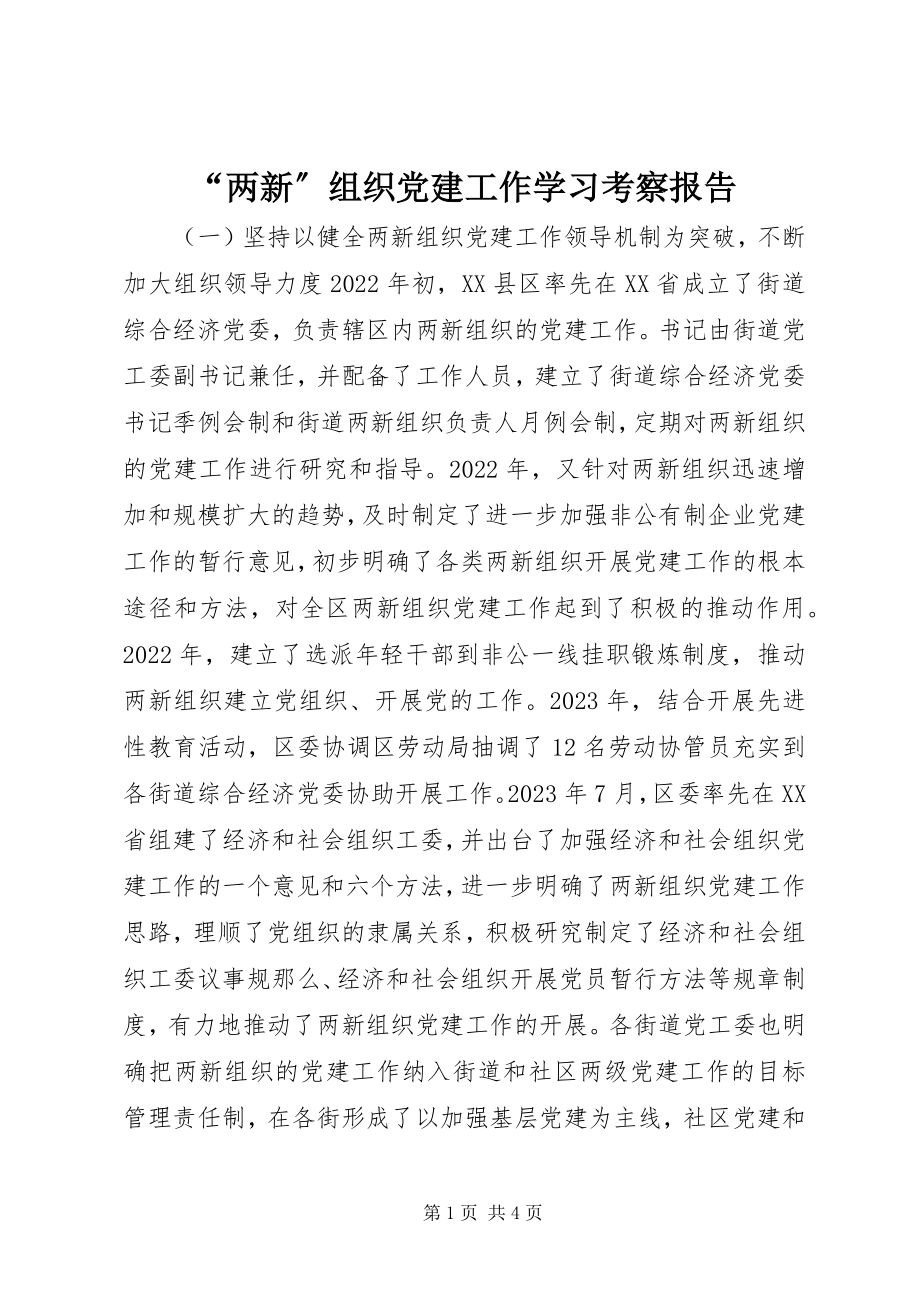 2023年“两新”组织党建工作学习考察报告新编.docx_第1页